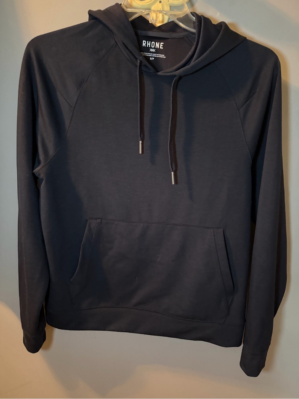 RHONE Black Pullover Hoodie with Kangaroo Pocket